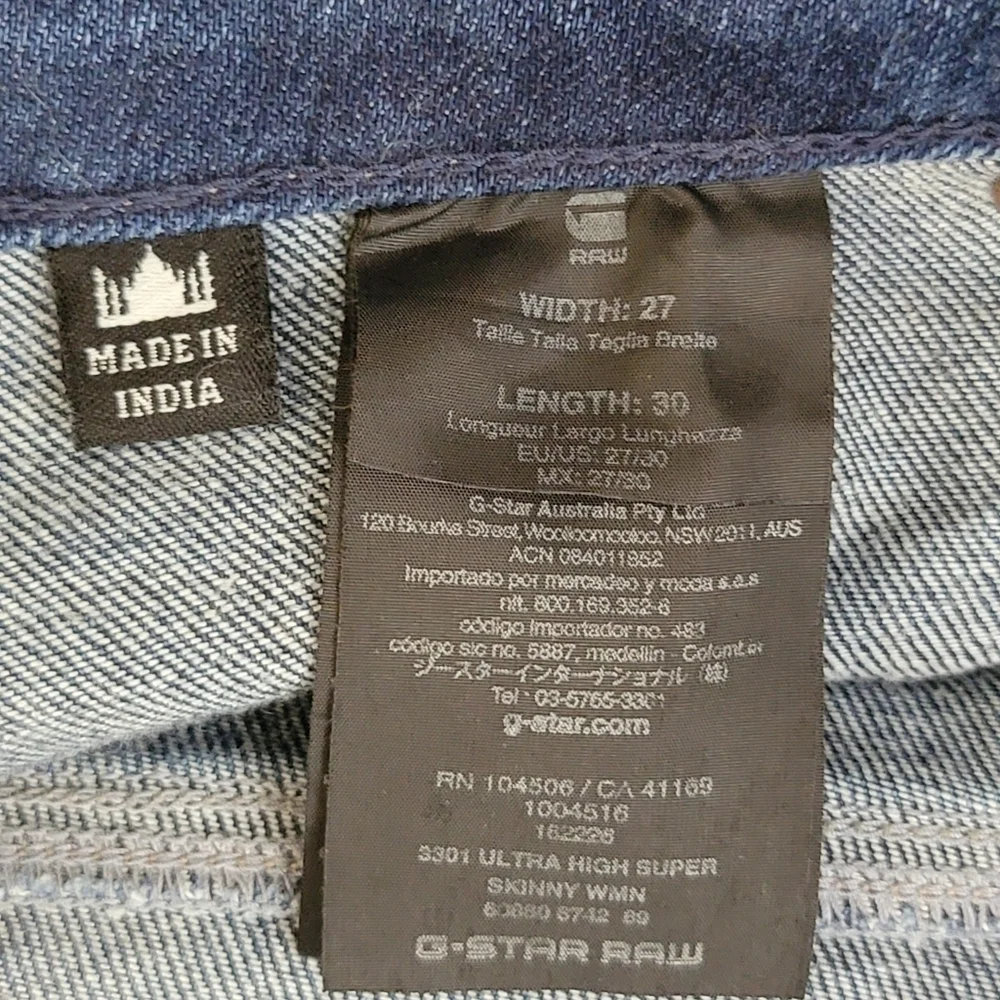 G Star Raw 3301 Ultra High Rise Super Skinny Medium Wash Jegging Jeans 27